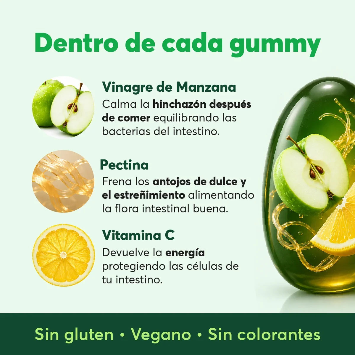Vinagre de manzana, vitamina C y pectina. Sin rodeos.